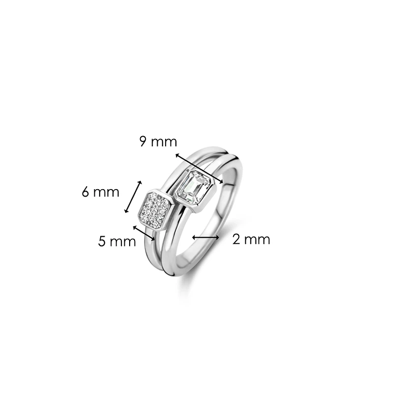 Clear and Pave Gem Double Ring