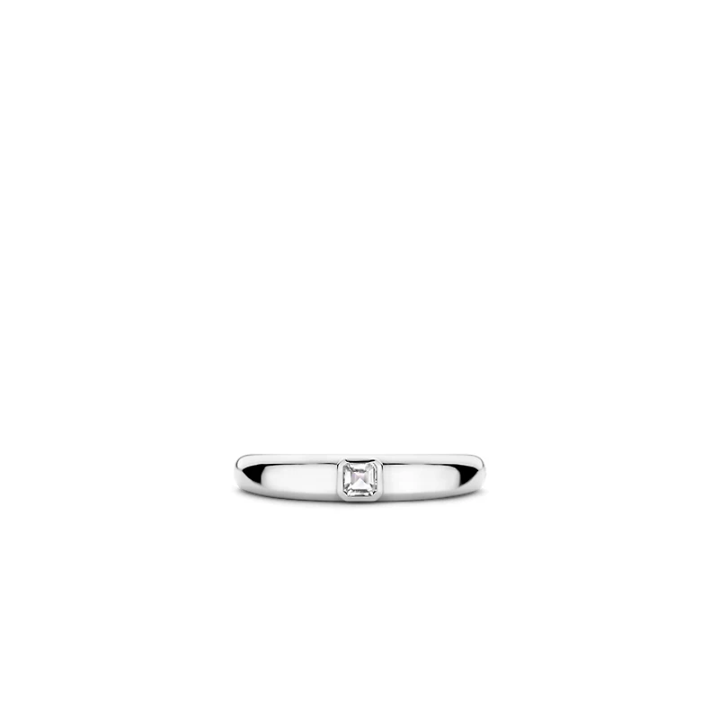 Asscher Zirconia Silver Ring