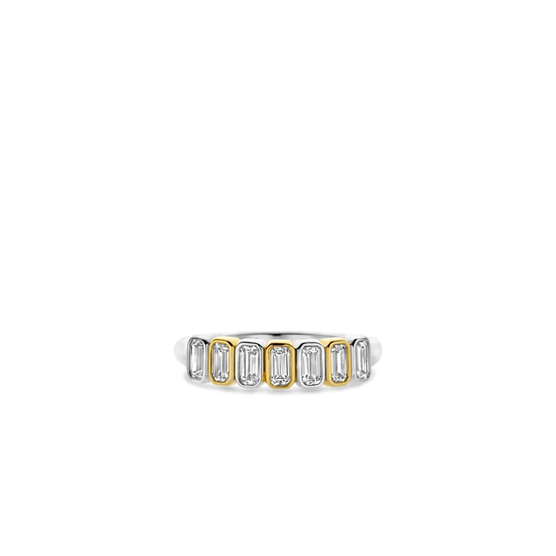 Bezel Set Emerald Cut Zirconia Ring