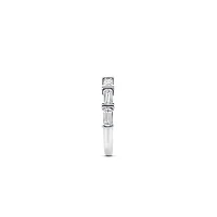 Emerald Cut Zirconia Side Set Silver Ring
