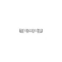 Emerald Cut Zirconia Side Set Silver Ring