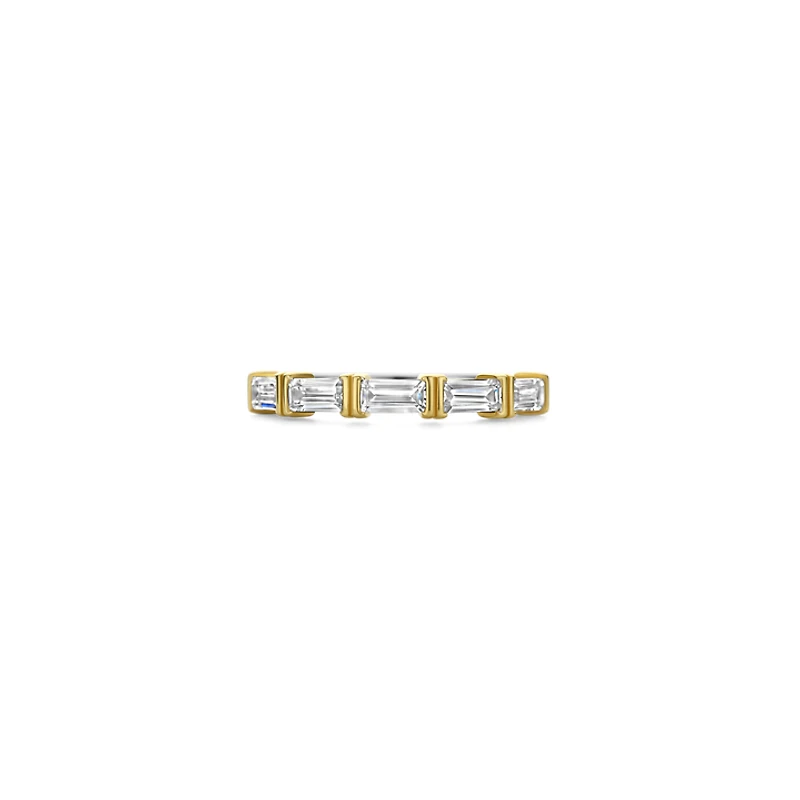 Emerald Cut Zirconia Side Set Ring