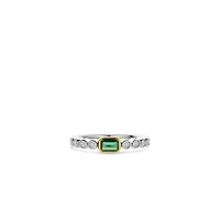Round Bezel Green Emerald Cut Ring