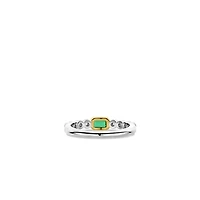 Round Bezel Green Emerald Cut Ring