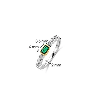 Round Bezel Green Emerald Cut Ring