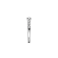 Round Bezel Clear Emerald Cut Ring