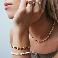Graceful Pearl Two Tone Ring