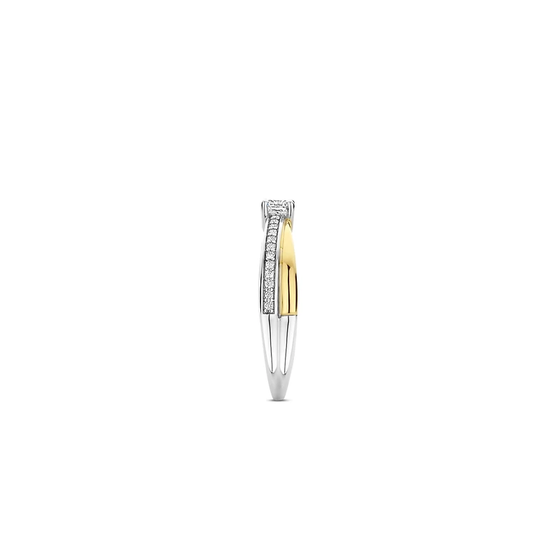 Solitaire Elegance Crossover Two Tone Ring