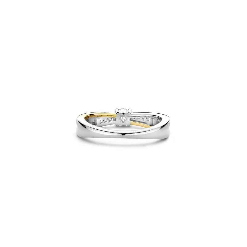 Solitaire Elegance Crossover Two Tone Ring