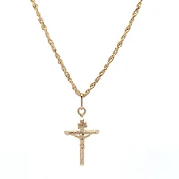Cross with Christ Diamond Cut Crucifix 26MM Pendant