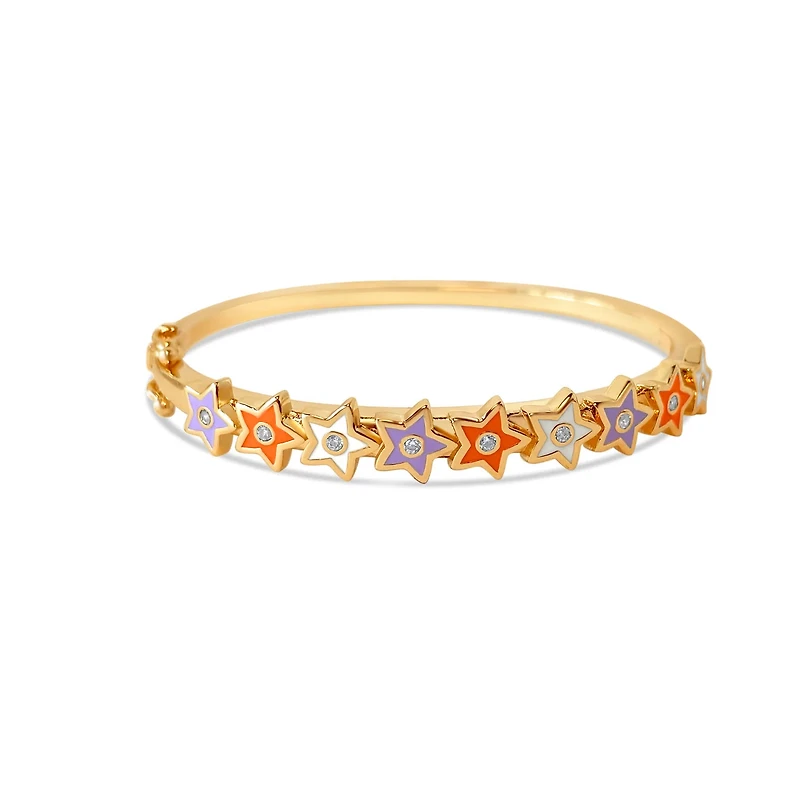 Orange, Purple White Stars Kids Bangle Bracelet