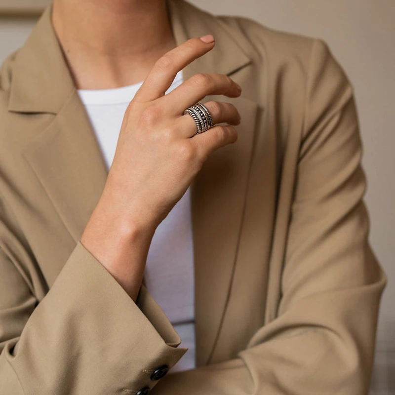 Pretty Patterns Silver Wide Ring