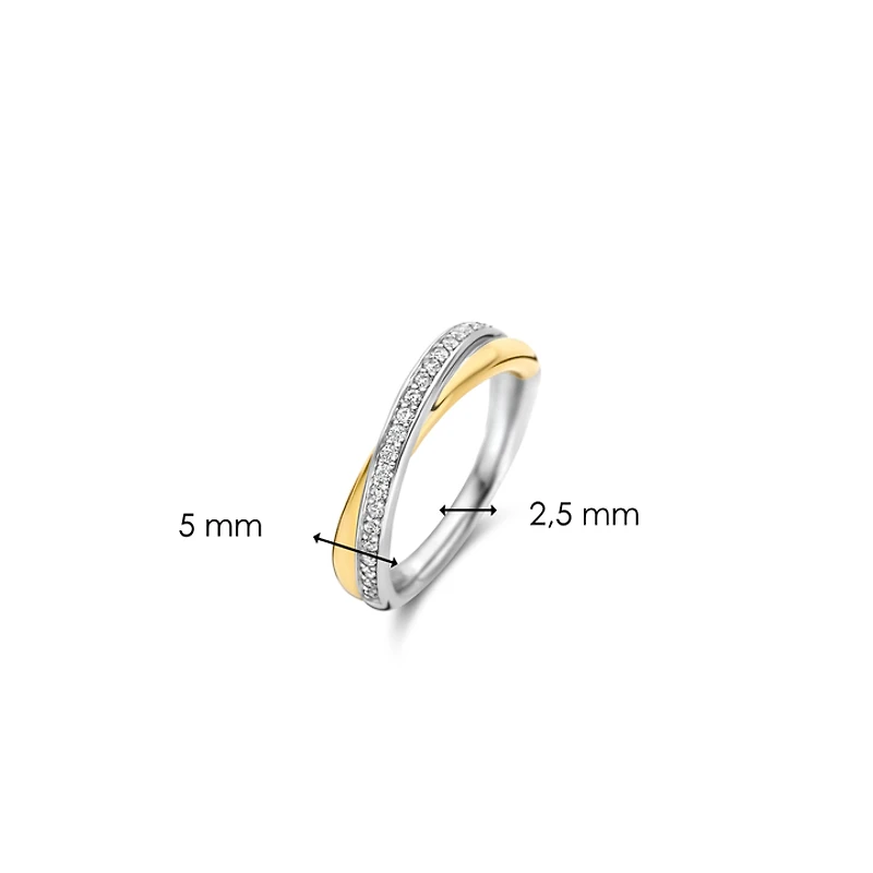 Crossover Golden Pave Ring