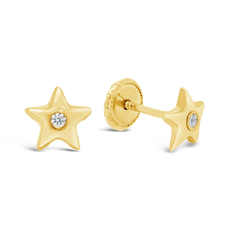18K Star Diamond Stud Earrings