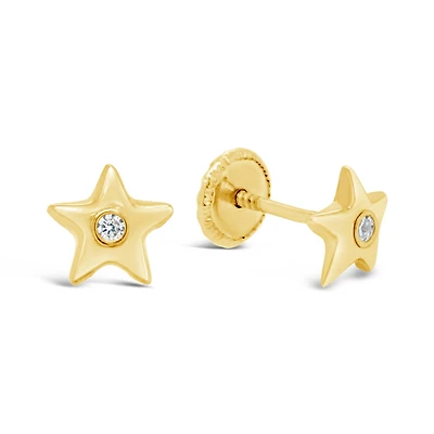 18K Star Diamond Stud Earrings