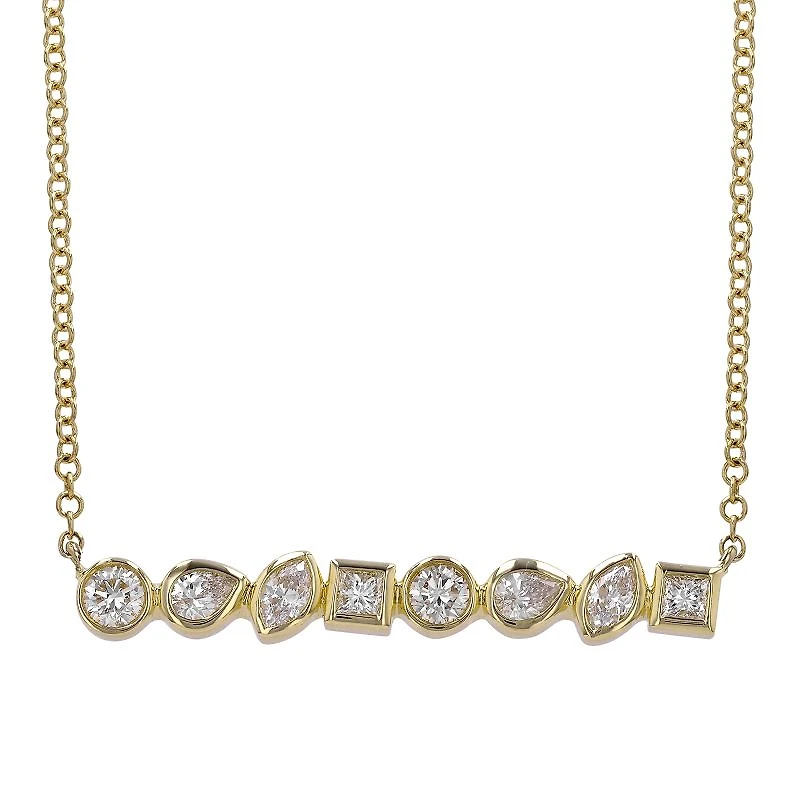 Multi Shape Diamond Bar Necklace