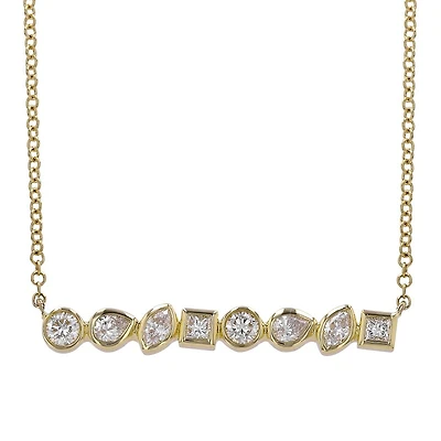 Multi Shape Diamond Bar Necklace