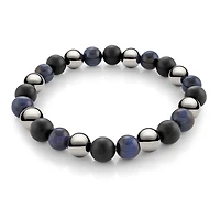 Blue Tiger Eye/Hematite/Onyx Bead Bracelet