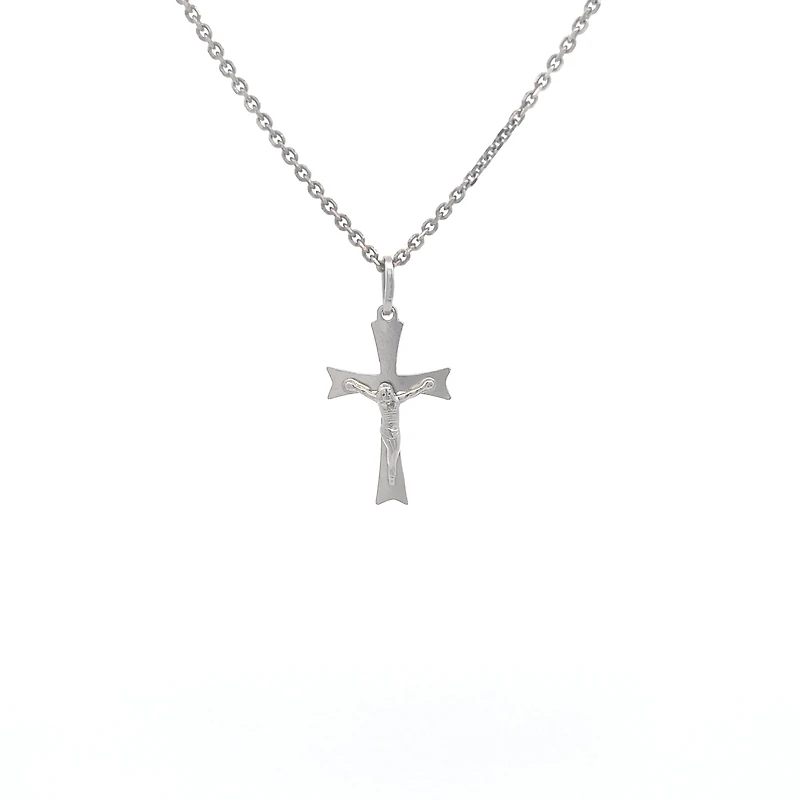 White Gold Cross with Christ 20MM Pendant