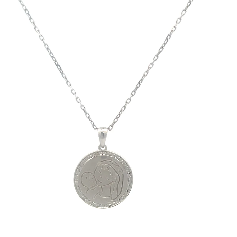 Virgin and Child Embrace 15MM Pendant Necklace