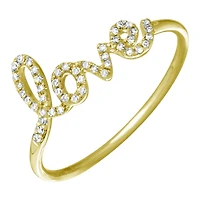 Love Script Diamond Yellow Gold Ring
