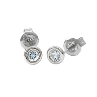 Birthstone Stud Earrings - White Gold