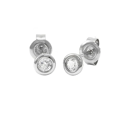 Birthstone Stud Earrings - White Gold