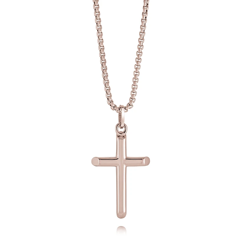Rose IP Stainless Steel Cross Necklace