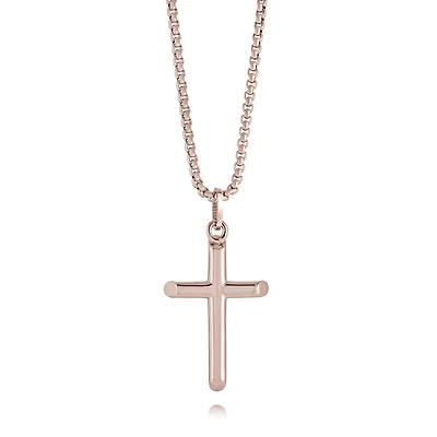Rose IP Stainless Steel Cross Necklace