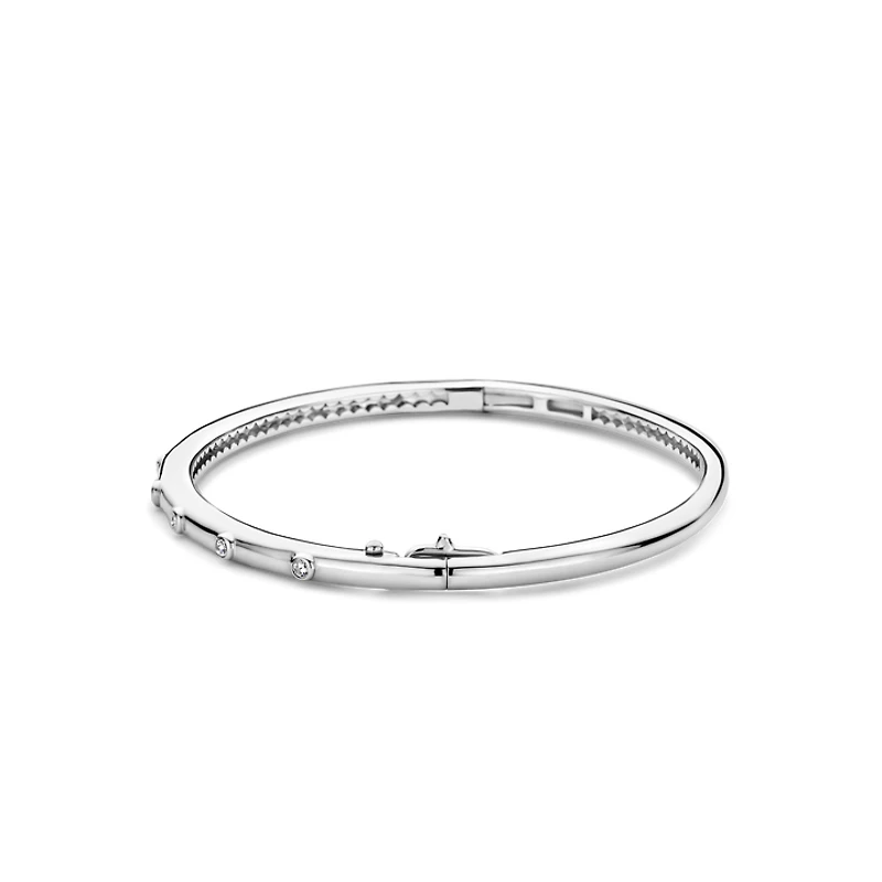 Spots Silver Bangle Bracelet