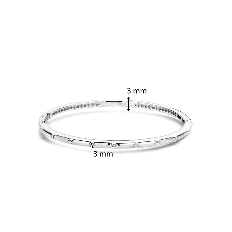 Spots Silver Bangle Bracelet