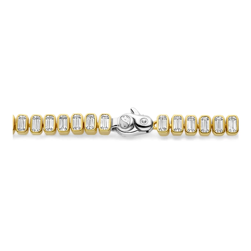 Bezel Set Emerald Golden Tennis Bracelet