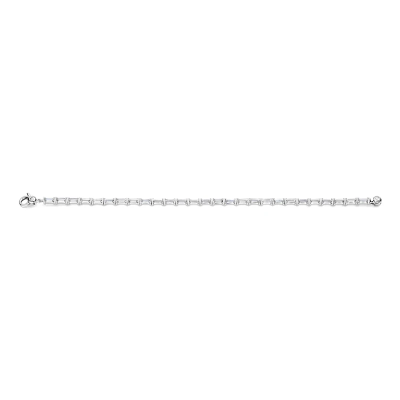 Emerald Cut Zirconia Silver Tennis Bracelet