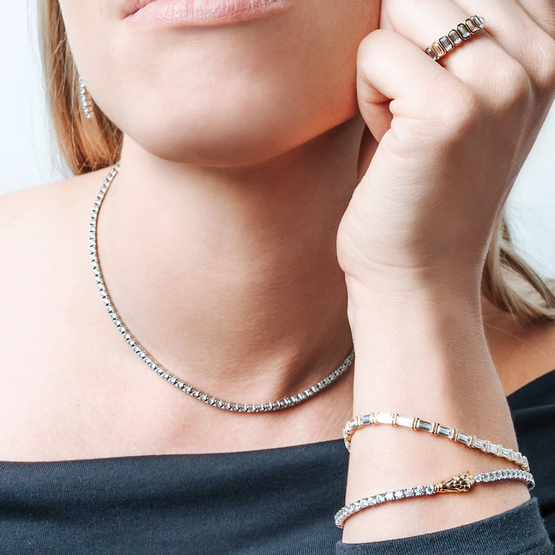 Emerald Cut Zirconia Golden Tennis Bracelet