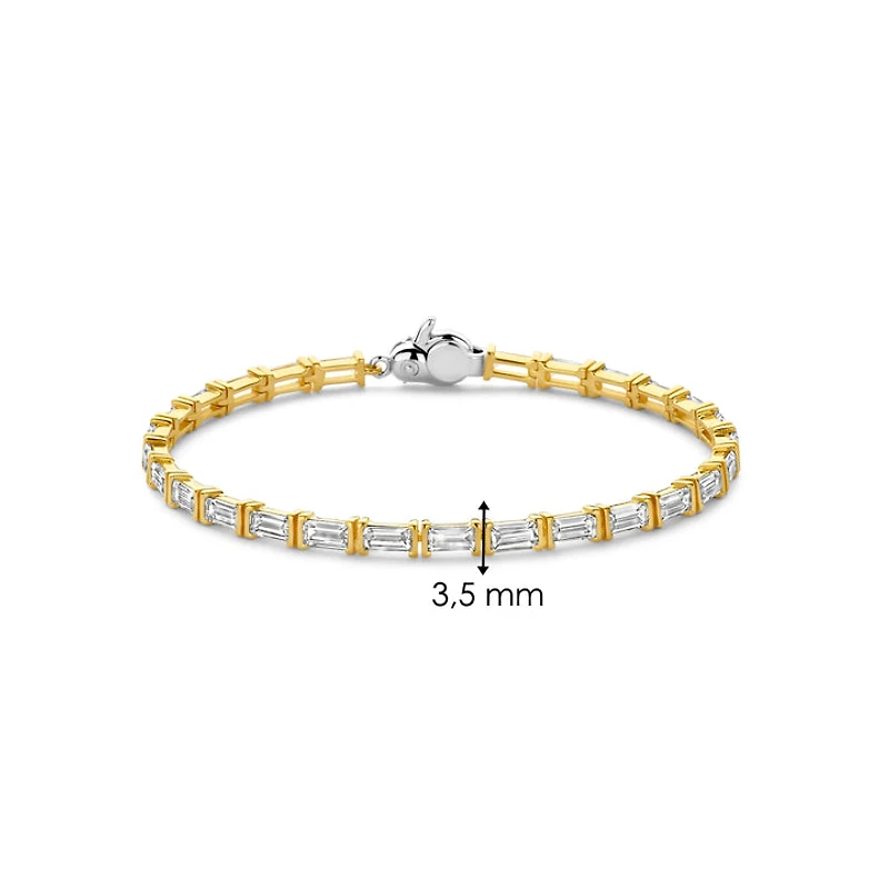 Emerald Cut Zirconia Golden Tennis Bracelet