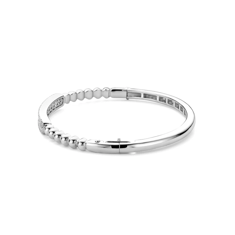 Beaded Sparkle Silver Bangle Bracelet