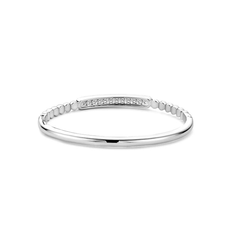 Beaded Sparkle Silver Bangle Bracelet