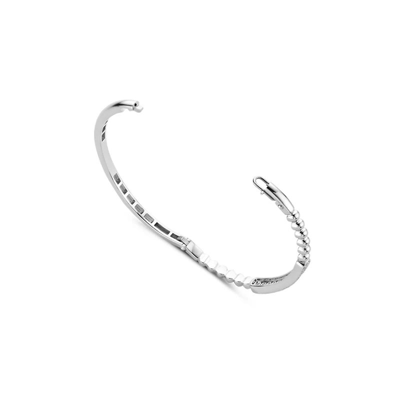 Beaded Sparkle Silver Bangle Bracelet