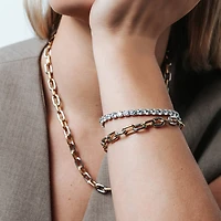 Oval Link Two Tone Bracelet