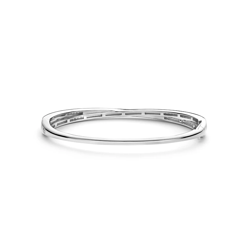 Crossover Silver Bangle Bracelet