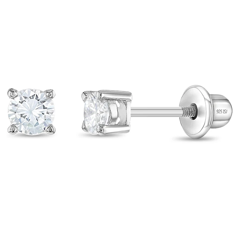 Kids 3MM Round Zirconia Earrings