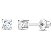 Kids 3MM Round Zirconia Earrings