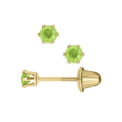 Birthstone Gemstone Kids Stud Earrings - August