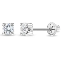White Gold 4MM Kids Earrings