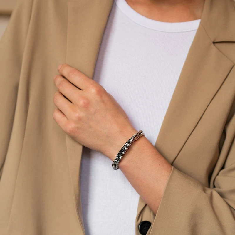 Triple Texture Bangle Bracelet