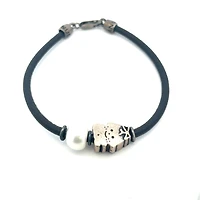 Baby Girl on a Pearl Leather Bracelet