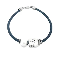 Baby Girl on a Pearl Leather Bracelet