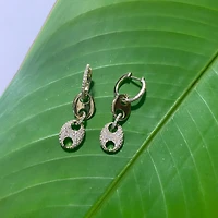 Puffed Mariner Diamond Dangle Earrings