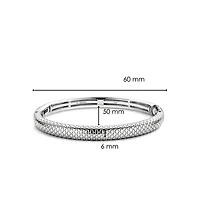 Snake Print Wide Silver Bangle Bracelet