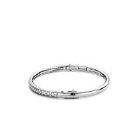 Snake Print Skinny Silver Bangle Bracelet